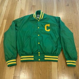 Vintage Holloway Varsity Jacket Boston Celtics Green Yellow USA Made Size XL